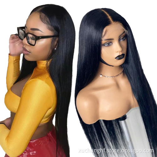 HF Vendor Stock 13X6 Hd Transparent Swiss Lace Wigs Human Hair Lace Front Wig Vendor Brazilian Virgin Natural Human Hair Wigs